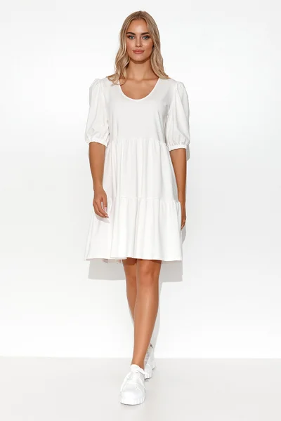 Mini vzdušné dámské bílé šaty Makadamia