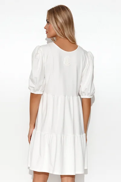 Mini vzdušné dámské bílé šaty Makadamia