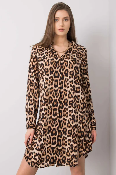 Dámské hnědo-černé šaty s leopardím vzorem RUE PARIS