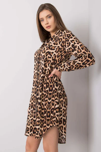 Dámské hnědo-černé šaty s leopardím vzorem RUE PARIS