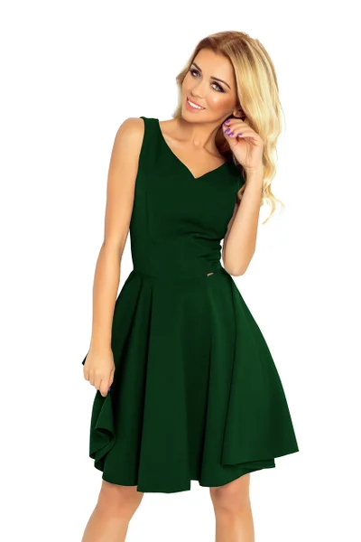 Zelené rozšířené šaty s výstřihem ve tvaru srdce Numoco 114-10