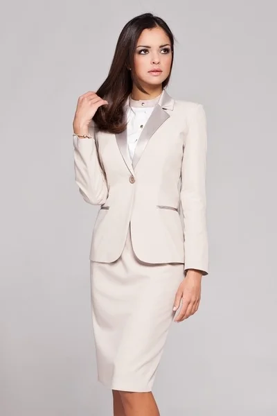 Elegantní krémové dámské sako s lesklým límečkem Figl