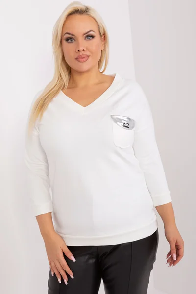 Bílé dámské V-neck tričko s 3/4 rukávem FPrice