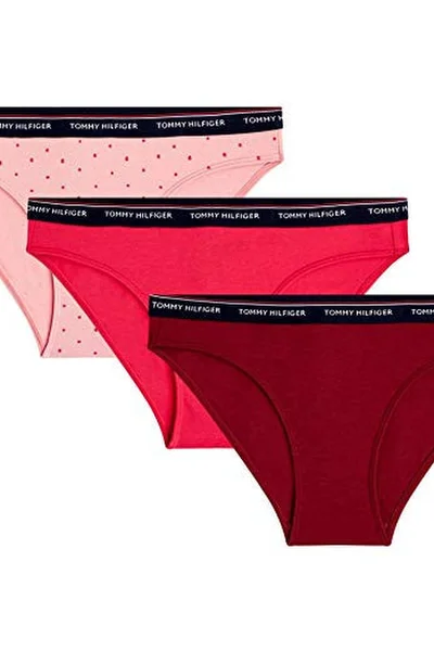 Kalhotky 3pcs UK557 růžovočervená - Tommy Hilfiger růžová a červená