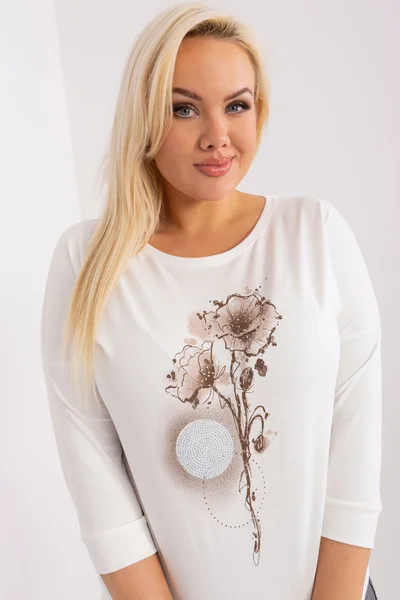 Bílé dámské tričko s květinou FPrice univerzální velikost
