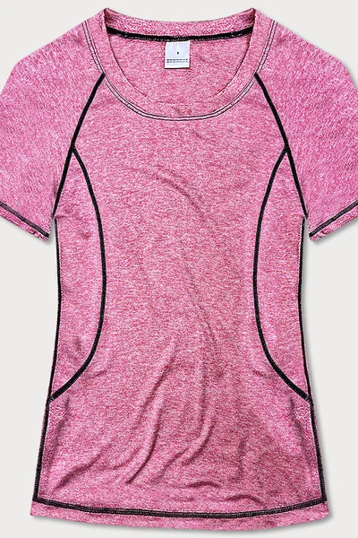 Růžové funkční fitness dámské tričko s černými lemy MADE IN ITALY