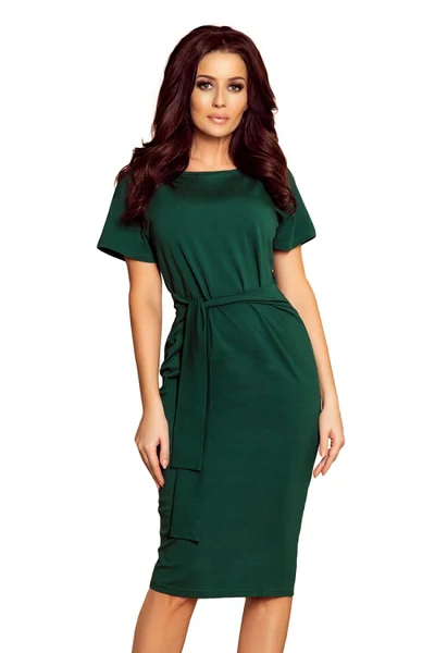 Zelené šaty s páskem na zavázání Numoco 248-1