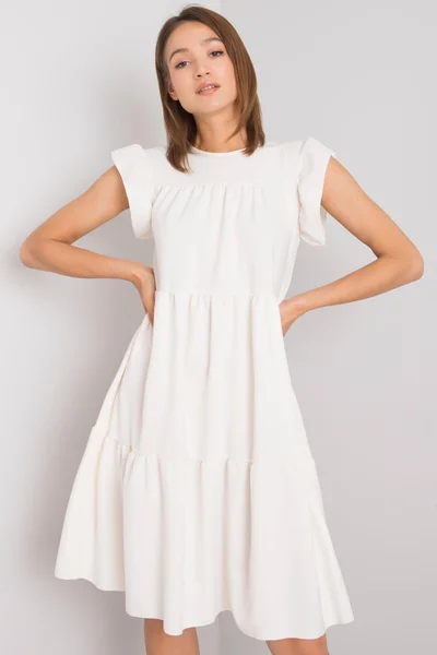 Krémové dámské šaty s krátkými rukávy FPrice