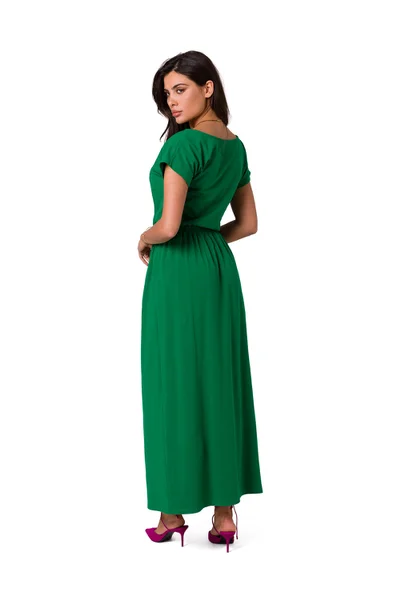 Dámské bavlněné maxi šaty v zelené barvě BeWear