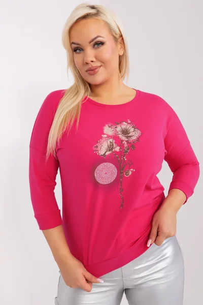 Fuchsiová Plus Size Halenka s Kamínky FPrice