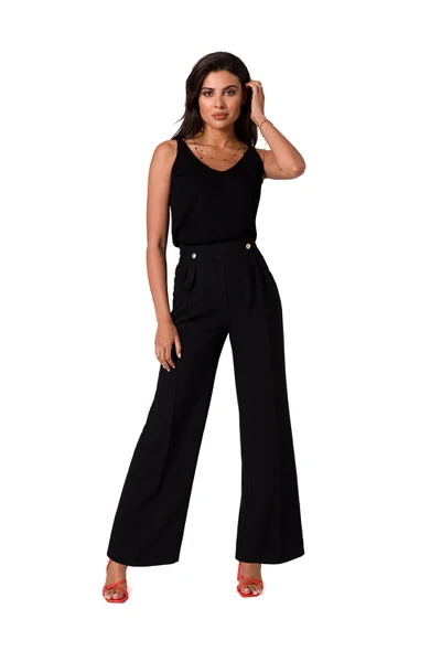 Dlouhé široké dámské kalhoty BeWear černé