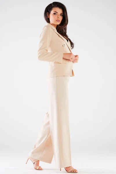 Elegantní krémové dámské kalhoty awama široký střih