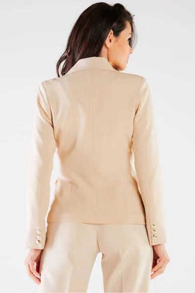 Světle béžové elegantní dámské sako s knoflíky awama