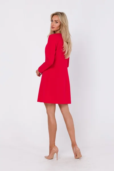 Dámské červené šaty s mírně rozšířenou sukní Moe