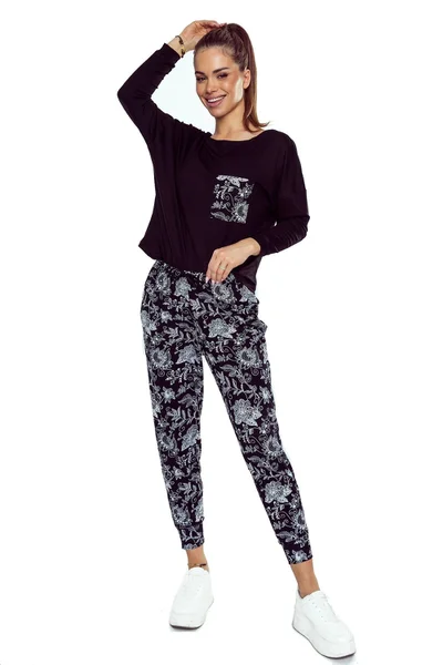 Černo-bílé dámské vzorované pyžamo Eldar