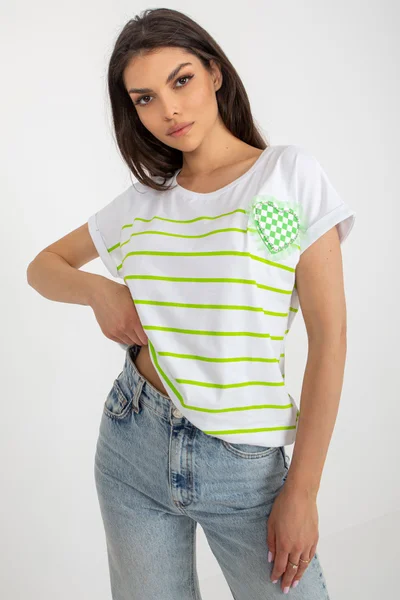 Bílo-zelené dámské tričko FPrice
