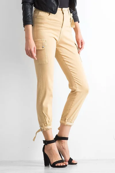 Béžové dámské kalhoty s kapsami FPrice
