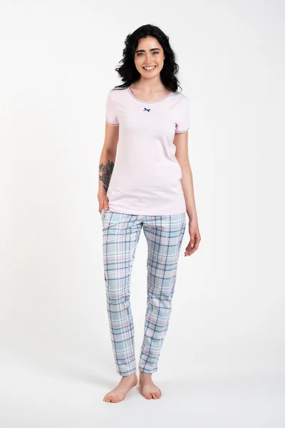 Dlouhé dámské pyžamo Italian Fashion růžovo-modré
