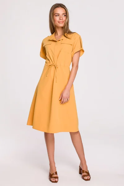 Dámské košilové dámské šaty Yellow HW779 - Stylove