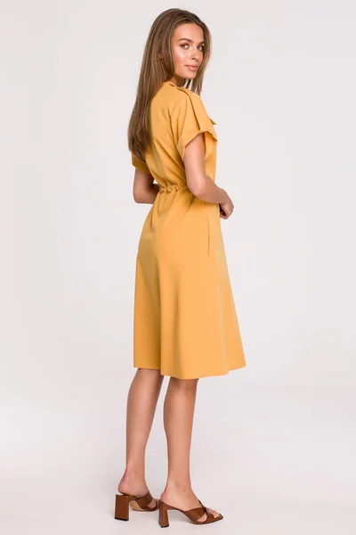 Dámské košilové dámské šaty Yellow HW779 - Stylove