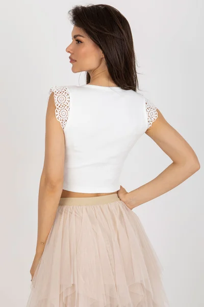 Dámský bílý crop top s knoflíčky FPrice