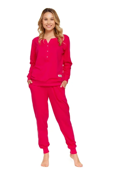Tmavě růžový dlouhý dámský pyžamový komplet Doctornap