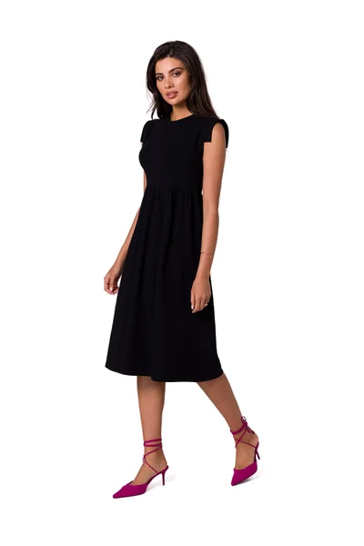 Midi černé bavlněné dámské šaty BeWear