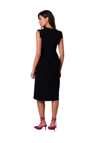 Midi černé bavlněné dámské šaty BeWear