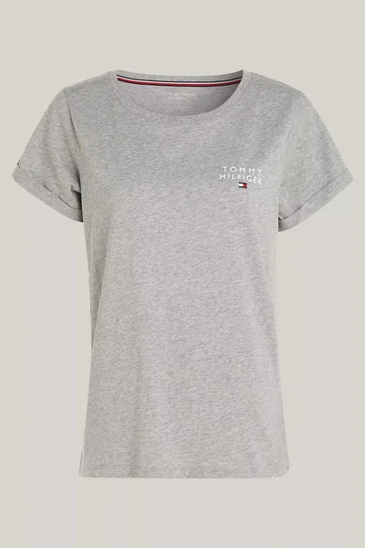 Světle šedé dámské tričko s krátkým rukávem Tommy Hilfiger