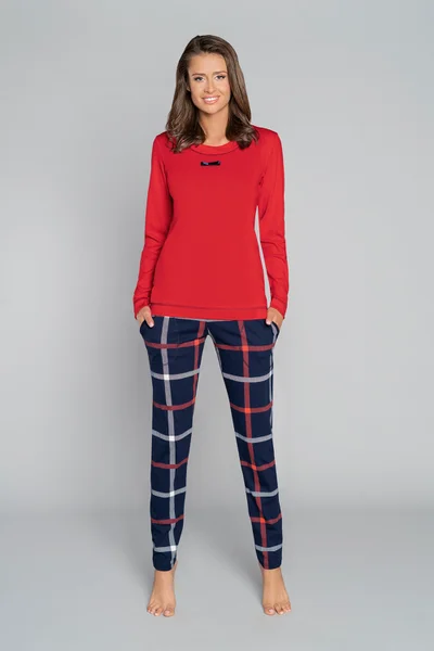 Modro-červené dámské dlouhé pyžamo Italian Fashion