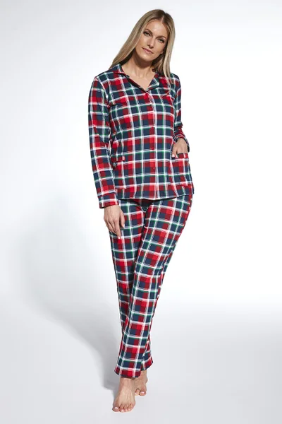 Pohodlné kostkované dámské noční pyžamo Cornette