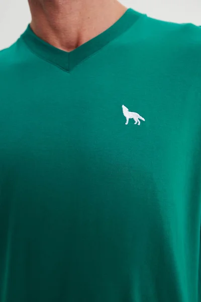 Pohodlné pánské pyžamo se zeleným V-neck tričkem Vamp plus size