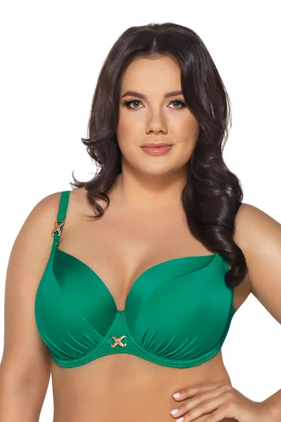 Tmavě zelená lesklá plavková podprsenka AVA SWIMWEAR plus size