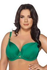 Tmavě zelená lesklá plavková podprsenka AVA SWIMWEAR plus size