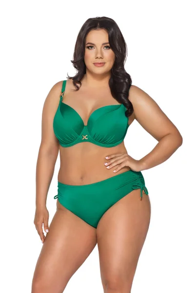 Tmavě zelená lesklá plavková podprsenka AVA SWIMWEAR plus size