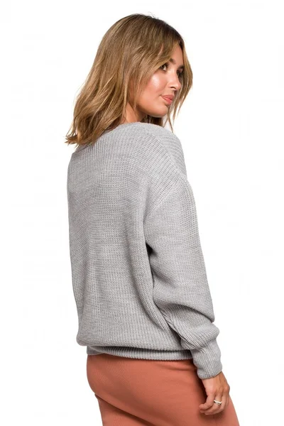 Dámský šedý pletený svetr BE