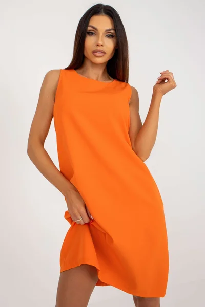 Dámské oranžové šaty na široká ramínka rovný střih Och Bella