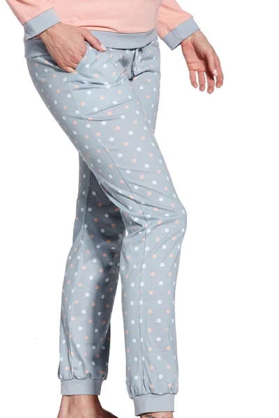 Růžovo-šedé dámské dlouhé pyžamo Cornette