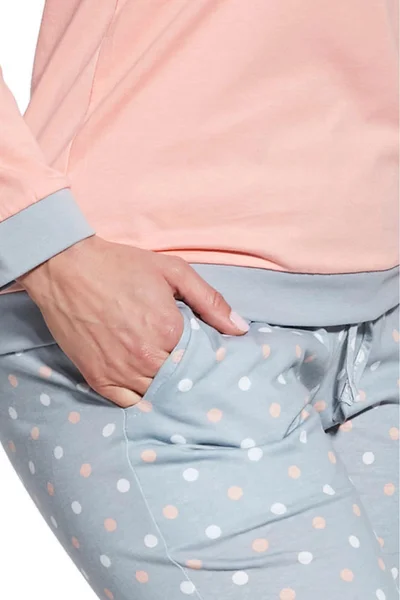 Růžovo-šedé dámské dlouhé pyžamo Cornette