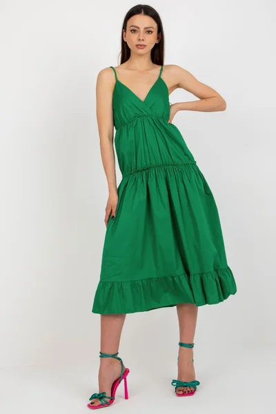 Lehké zelené bavlněné midi šaty Och Bella