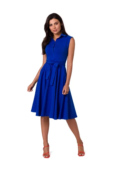 Královsky modré dámské mini šaty s rozšířenou sukní BeWear