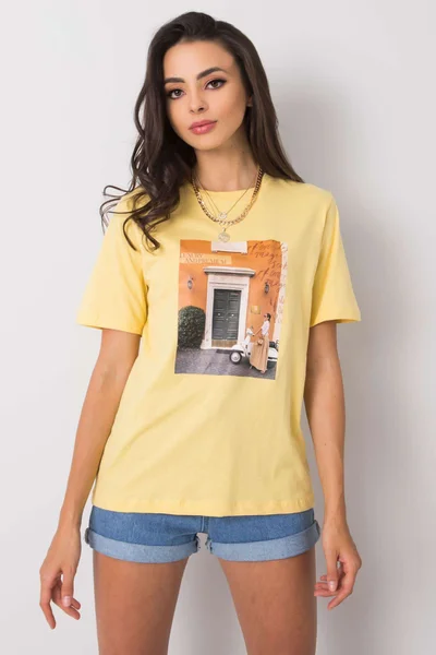 Žluté tričko s módním potiskem FPrice