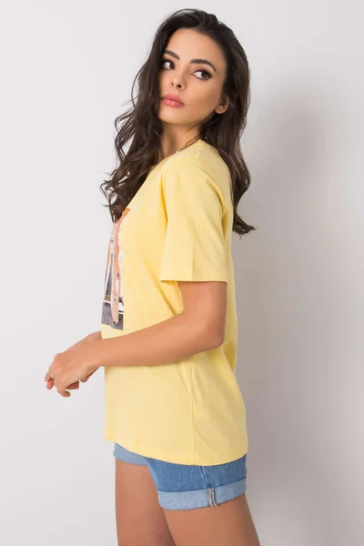 Žluté tričko s módním potiskem FPrice
