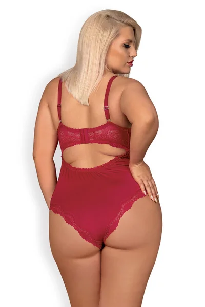 Dámské erotické body Rosalyne teddy - Obsessive (v barvě červená)