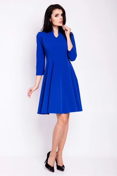Královsky modré dámské mini šaty s áčkovou sukní Infinite You