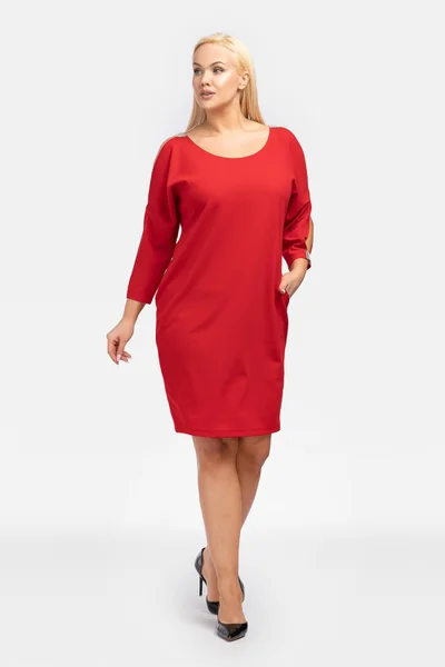 Červené dámské plus size společenské šaty Karko