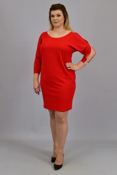 Červené dámské plus size společenské šaty Karko