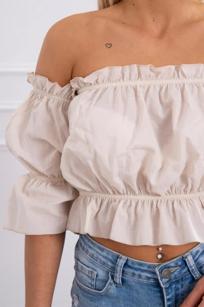 Dámská off-shoulder blůza s volánky Kesi béžová