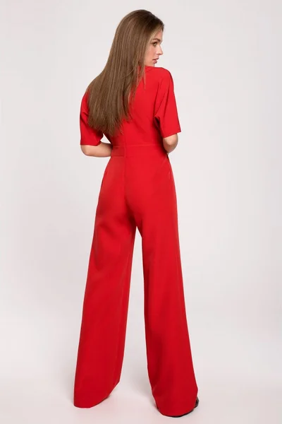 Červený dámský overal V-neck Style
