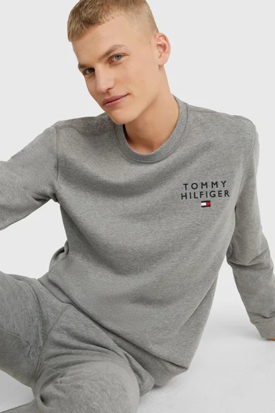 Světle šedá dámská pánská mikina s logem Tommy Hilfiger